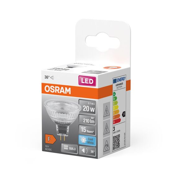 Osram Star Reflektor LED-Lampe für GU5.3-Sockel, klares Glas,Kaltweiß (4000K), 210 Lumen, Ersatz für herkömmliche 20W-Leuchtmittel, nicht dimmbar, 1-er Pack