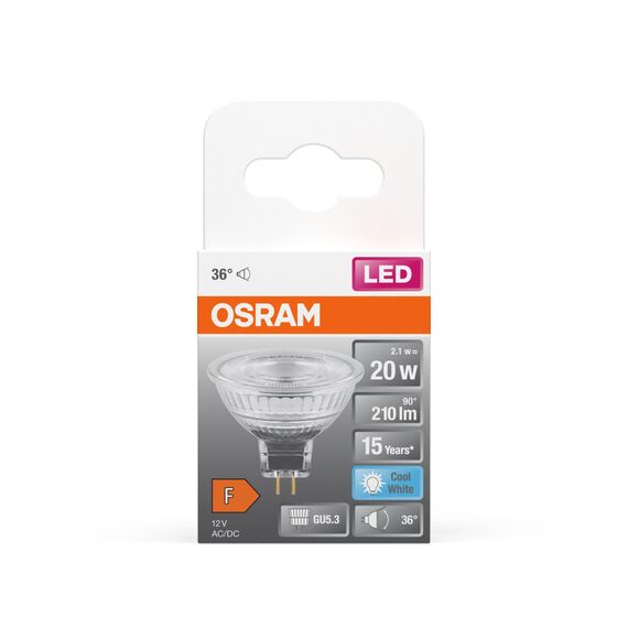 Osram Star Reflektor LED-Lampe für GU5.3-Sockel, klares Glas,Kaltweiß (4000K), 210 Lumen, Ersatz für herkömmliche 20W-Leuchtmittel, nicht dimmbar, 1-er Pack