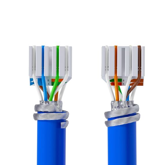 HB-DIGITAL 1x CAT 8 RJ45 Stecker Netzwerkstecker für starre LAN Kabel Verlegekabel Ethernet - werkzeuglos LSA - 40 Gbit/s AWG 22-26 vollgeschirmt STP 50μ vergoldete Kontakte