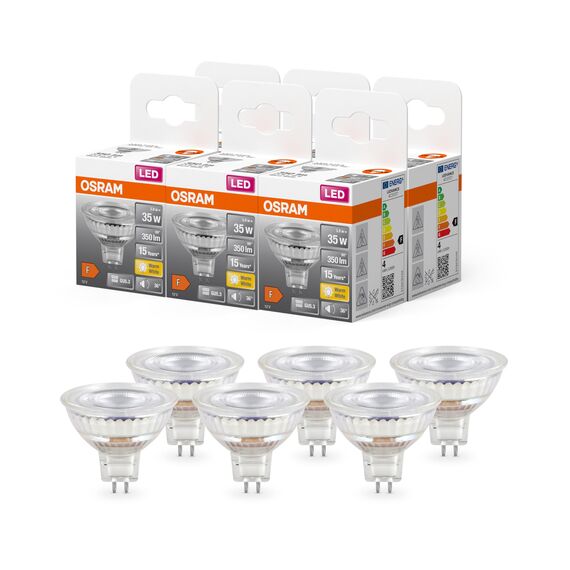 Osram Star Reflektor LED-Lampe für GU5.3-Sockel, klares Glas,Warmweiß (2700K), 345 Lumen, Ersatz für herkömmliche 35W-Leuchtmittel, nicht dimmbar, Multi-Pack