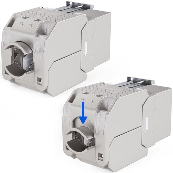 hb-digital 100x CAT 7 Keystone RJ45 Modul Buchse für LAN Kabel 10 Gbit/s bis 600 MHz AWG 22-24 werkzeuglos LSA vollgeschirmt STP Einbaubuchse für Patchpanel und Netzwerkdose