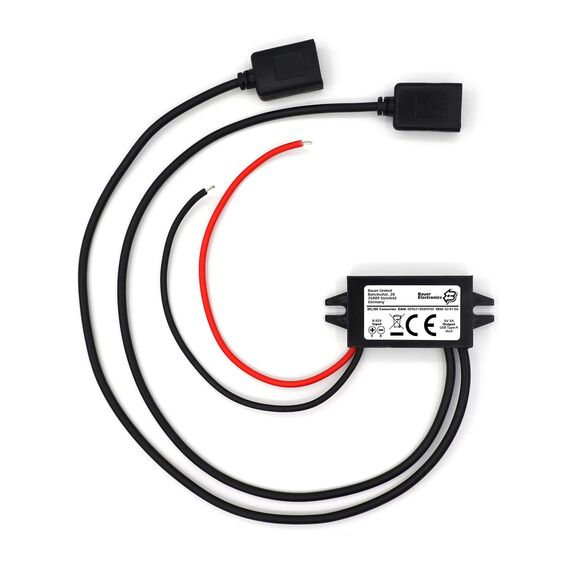 Bauer Electronics | DC-DC 8V-32V zu 5V Spannungs-wandler dual USB 3A 15W | USB Dose 12-V Strom-adapter USB Steckdose Netzteil 24-V USB 5-V Spannungs-wandler Step-down Ladegerät Volt Lade-regler