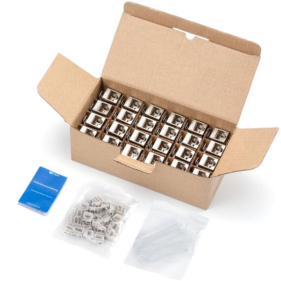 HB-DIGITAL 24x CAT 7 Keystone RJ45 Modul Buchse für LAN Kabel 10 Gbit/s bis 600 MHz AWG 22-24 werkzeuglos LSA vollgeschirmt STP Einbaubuchse für Patchpanel und Netzwerkdose
