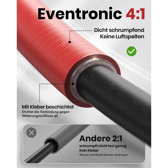 Eventronic 4:1 Schrumpfschlauch Set mit Kleber, 400 Stück Doppelwand, IP68 Schrumpfschlauch Wasserdicht, für Elektrische Isolierung und Kabelverbinder, Hohe Belastbarkeit, Das Nie Verblasst