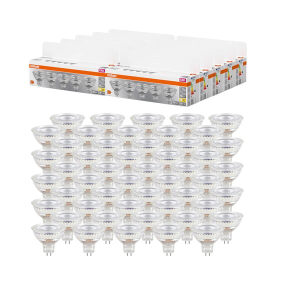 Osram LED BASE MR16, Vorteilspack mit 50 Niedervolt Leuchtmittel, ersetzt herkömmliche 35W Reflektor Glühbirnen, warmweiß (2700K), 3.8W, GU5.3 Sockel, mattes Glas, nicht dimmbar