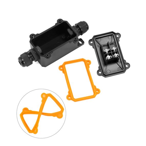 QWORK® IP65 wasserdichter Inline-Kabelschalter mit roter Kontrollleuchte, 12–24 V, 30 A, DPST-Wippschalter, Dual-Positions Ein/Aus Wippschalter