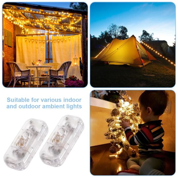 AXFEE Inline Schalter, 250V 6A Zwischenschalter Schnurschalter, Kabelschalter Wippschalter, 2-adrige und 3-adrige Zuleitungen, Schnurschalter, Schnurzwischenschalter für Lampe Kleingeräte-Transparent