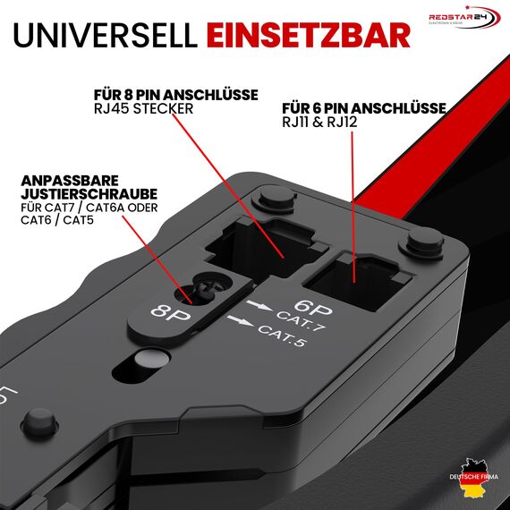 Redstar24 Netzwerk Werkzeug SET Crimpzange RJ45 Stecker Cat7 / Pass Through/Lan Netzwerktester/Seitenschneider/Abisolierer/Crimpstecker/Netzwerkkabel Reparaturwerkzeug/Netzwerkstecker 10x
