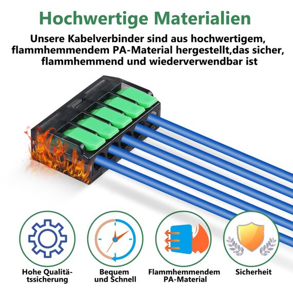 DOMAXWILL Kabelverbinder Kabelklemmen Elektro, 75 Stück klemmen elektro Verbindungsklemmen Klemme, 4mm² Leiter Klemme Lüsterklemmen Verbindungsklemme Kombiniert Werden für Feste Kabe 2-3-5 Leiter