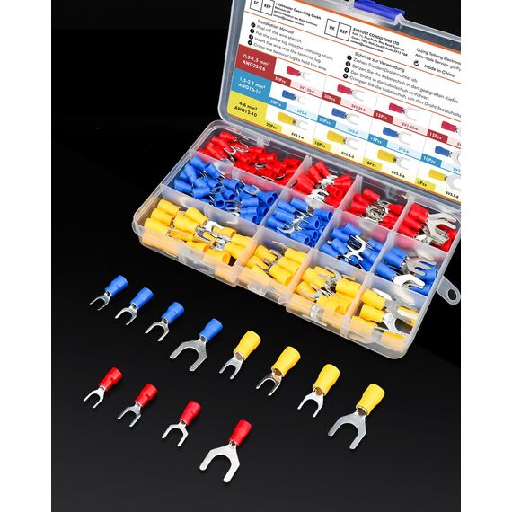 Gorffy Gabelkabelschuhe, Ringkabelschuhe, Kabelschuhe, 0,5-6,0 mm² Ringösen Kabelschuhe, Kabelschuhe Set, Isolierte Elektrische Crimpverbinder
