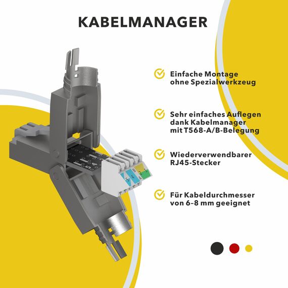 RedStar24 RJ45 Stecker Werkzeuglos CAT 7 – Netzwerkstecker für Verlegekabel AWG 22-24 – CAT7 CAT6a LAN Kabel Netzwerkkabel Ethernet – Geschirmt – LSA feldkonfektionierbar – 10 Gbps – 12 Stück