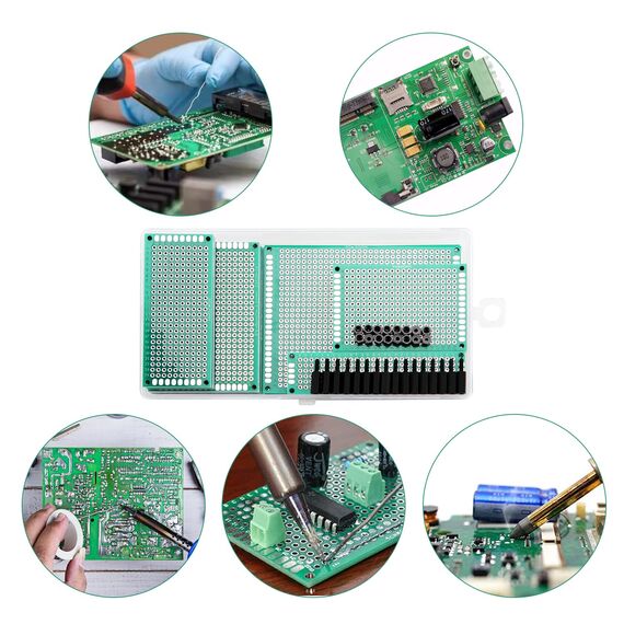 VooGenzek 38 Stück PCB Board Kits, 22 Stück Doppelseitige Leiterplatten Prototypkarten + 16 Stück Nylonsäule