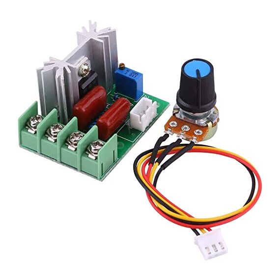 Gebildet 2pcs AC 110V-220V/25A 2000W SCR Vorverdrahtetes Elektronisches Hochleistungsspannungsreglermodul, Einstellbare Motordrehzahlreglerregelung Ultra Kleiner LED-Dimmer mit Drehzahlreglerknopf