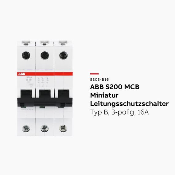 ABB S200 MCB Leitungsschutzschalter Typ B, 3-polig 16A 400V, Abschaltvermögen 6 kA System Pro M Compact