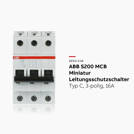 ABB S203-C16 Sicherungsautomat S200-3P-16 A-C System Typ C Pro M Compact 2CDS253001R0164