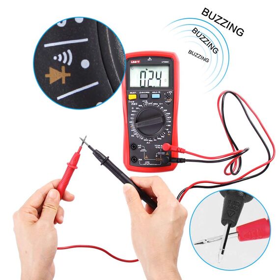 UNI-T UT890C Professionelles Digitalmultimeter Tester Voltmeter Amperemeter Ohmmeter RMS 6000-Konten Polymeter-Kapazitätstest und Temperaturmessung mit beleuchtetem LCD