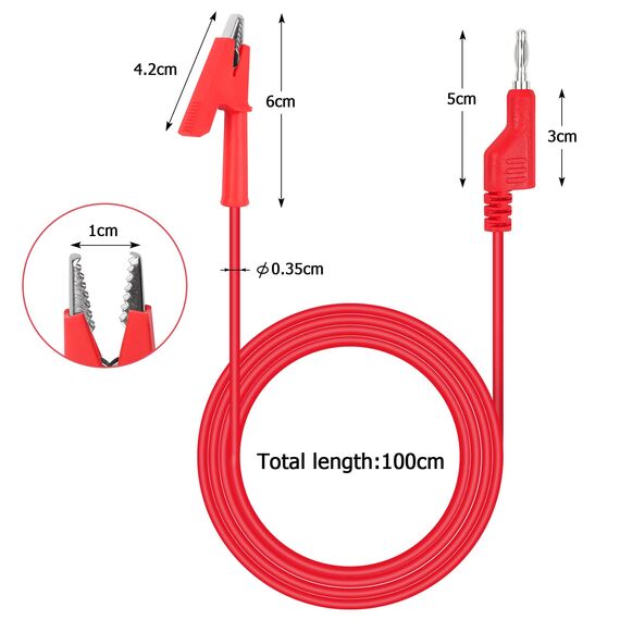 Hanibos Multimeter-Messleitungen – 4 mm Bananenstecker auf Krokodilklemme, 1000 V/19 A, 2 Stück