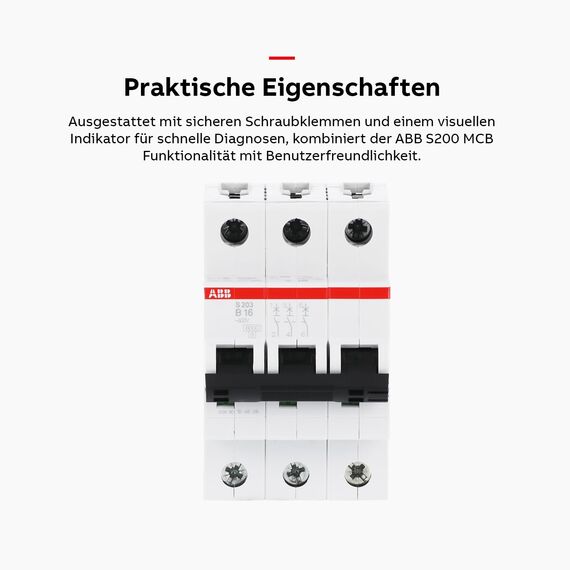ABB S200 MCB Leitungsschutzschalter Typ B, 3-polig 16A 400V, Abschaltvermögen 6 kA System Pro M Compact
