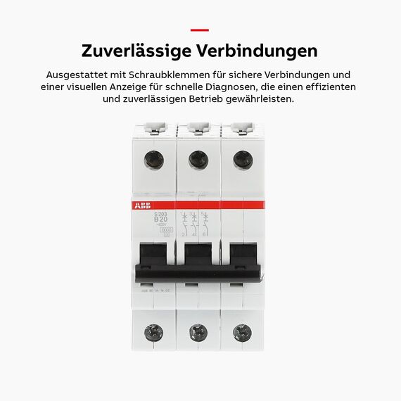 ABB S203-B20 MCB Leitungsschutzschalter Typ B, 3P 20A 400V 6 kA System Pro M Compact 2CDS253001R0205