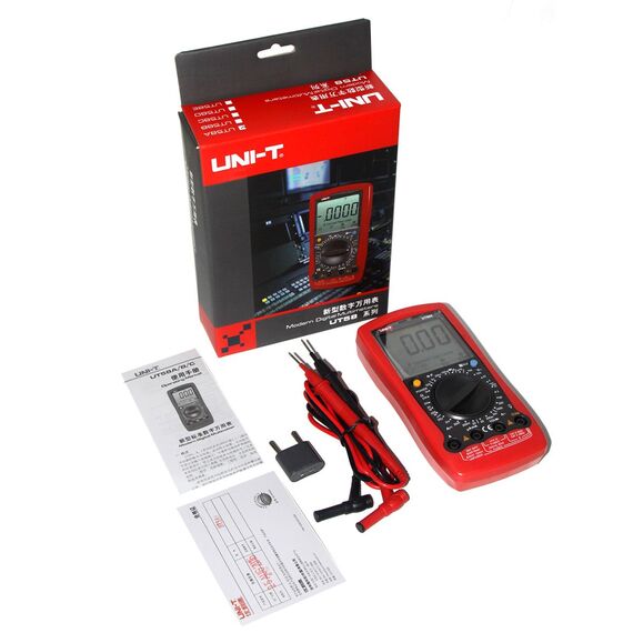 UNI-T UT58A Digital Multimeter Auto Range Multi Tester zum Messen von Gleich(DC) - und Wechsel(AC)-Spannung, Strom, Dioden sowie Widerstand Meter mit LCD Hintergrundbeleuchtung