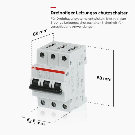 ABB S203-C16 Sicherungsautomat S200-3P-16 A-C System Typ C Pro M Compact 2CDS253001R0164