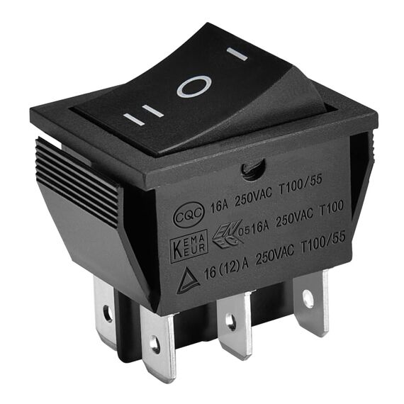 Heschen Kippschalter Ein-Aus-Ein, DPDT, 6 Endpunkte, 16 A 250 VAC, Schwarz, 50 Stück