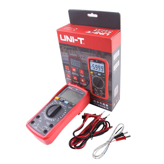 UNI-T UT890C Professionelles Digitalmultimeter Tester Voltmeter Amperemeter Ohmmeter RMS 6000-Konten Polymeter-Kapazitätstest und Temperaturmessung mit beleuchtetem LCD