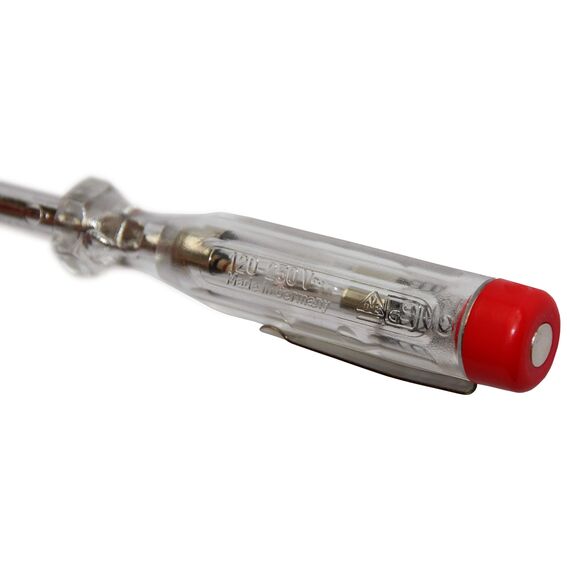 H + H Werkzeug 45200 Standardprüfer 10x 45200 Spannungsprüfer/Phasenprüfer bis 250V GS geprüft nach VDE 0680 Made in Germany, transparent/rot, 140 mm