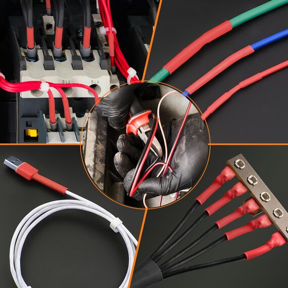 ASHINER Schrumpfschlauch Set - 580 Stück Hochwertiges Eva-Material mit Aufbewahrungskoffer - Perfekt für Elektrische Isolierung, Kabel Reparaturen und Drahtverbindungen, Rot