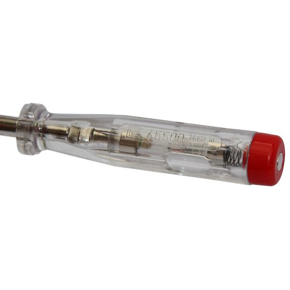 H + H Werkzeug Standardprüfer 45500 5 x 45500 Spannungsprüfer/Phasenprüfer bis 250V GS geprüft nach VDE 0680 Made in Germany, transparent/rot, 190 mm, 45500 VDE