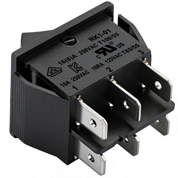Heschen Kippschalter Ein-Aus-Ein, DPDT, 6 Endpunkte, 16 A 250 VAC, Schwarz, 5 Stück