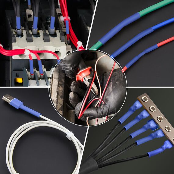 ASHINER Schrumpfschlauch Set - 580 Stück Hochwertiges Eva-Material mit Aufbewahrungskoffer - Perfekt für Elektrische Isolierung, Kabel Reparaturen und Drahtverbindungen, Blau