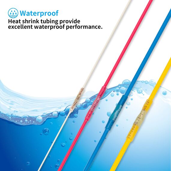 Kuject 210stk Quetschverbinder Set Kabelverbinder Stoßverbinder Wasserdicht Schrumpfverbinder 10-26 AWG Stossverbinder