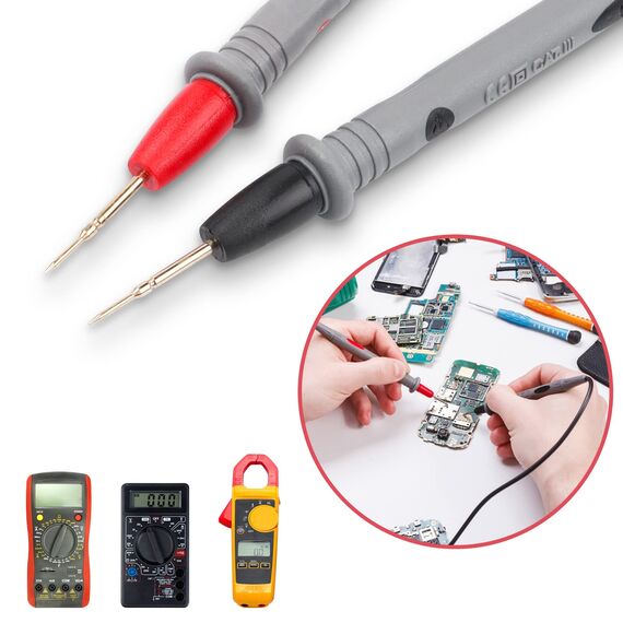 Hanibos Messleitungen 1000V / 20A, Multimeter Kabel Prüfkabel Zubehör Mit Krokodilklemmen, Testkabel Messspitzen Set (4 Stück)