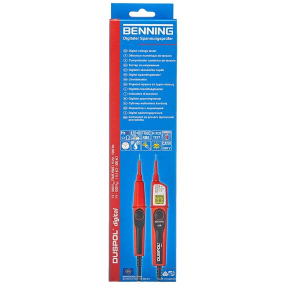 BENNING DUSPOL digital Digitaler True RMS Spannungsprüfer (Prüfart 2-polig, Spannungsmessbereich 1 V - 1000 V AC/ 1200 V DC, Durchgangsprüfung) 50263