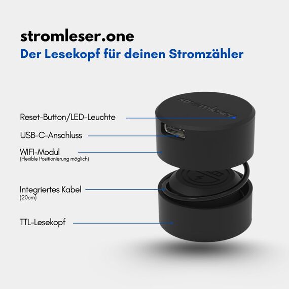 stromleser one mit Hutschienen - WLAN Stromzähler auslesen IR Lesekopf mit App | Verbrauchstracker für Balkonkraftwerke & Zuhause Smart Home Messgerät Energiemonitor Plug & Play