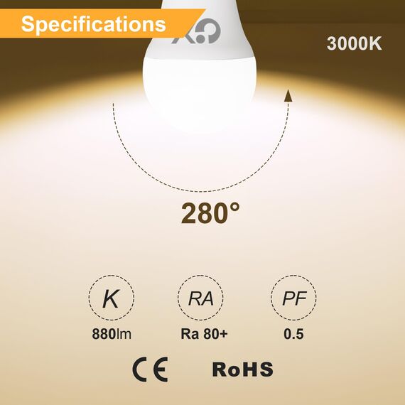 GY E14 LED Ultrahelle Energiespar Glühbirne, 8W Glühbirne, Ersetzt 60W lampe, G45 Birne 880LM, 3000K P45 Led Warmweiss, 280° Abstrahlwinkel Energiesparlampe, Nicht Dimmbar, 12 Stück