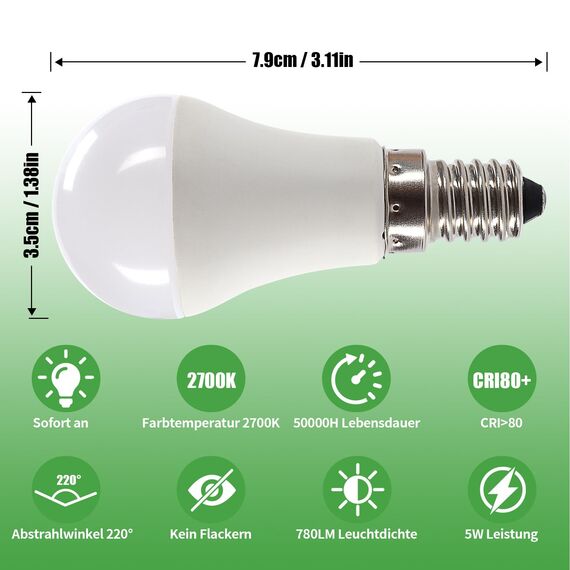 XINFUFEIMING E14 LED Ultrahelle Energiespar Glühbirne, 5W Glühbirne Ersatz für 40W Warmweiss 780LM Not Dimmable 10 Stück 3000K