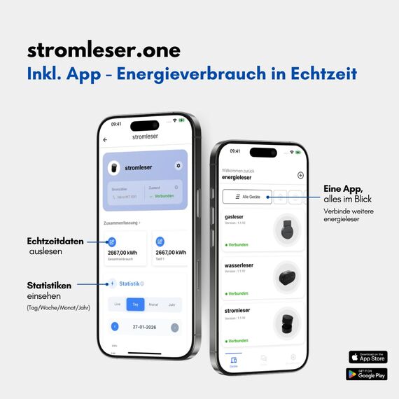 stromleser one WLAN Stromzähler auslesen IR Lesekopf mit App | Verbrauchstracker für Balkonkraftwerke & Zuhause Smart Home Messgerät Energiemonitor Plug & Play