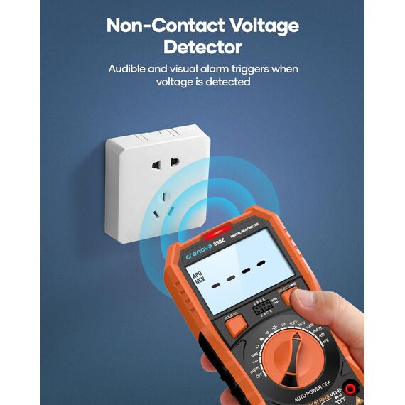 Crenova Digital multimeter, TRMS Voltmeter Ammeter Auto-Range 6000 Zähler Ohmmeter, misst Spannung Kapazität Temp Wiederstand mit Large LCD-Anzeige und Hintergrundlicht, for Automotive, Elektrike