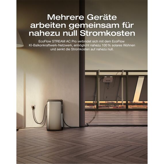 ECOFLOW STREAM AC Pro 0% VAT, Balkonkraftwerk mit Speicher, 1,92kWh Solarspeicher, 100% Kompatibel mit allen Balkonkraftwerke, 2300W Dual AC-Anschlüsse, erweiterbar bis 11,52kWh, Plug&Play, IP65, TOU