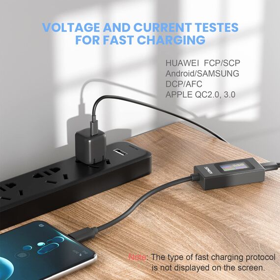 USB C Tester Messgerät Voltmeter USB Multimeter Typ-C Strommesser Spannung und Strom Tester 4-30V 0-6.5A PD QC USB Power Meter Kapazität Spannungsprüfer Strommessgerät
