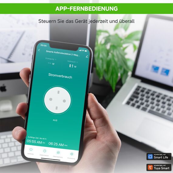 LIKEFE Intelligente Steckdose, Stromverbrauch & Stromerzeugung überwachen, Zweifach verwendbare WLAN Steckdose, Mikro-PV-Zähler für Balkonkraftwerke, Fernsteuerung per App & Sprachsteuerung, 2,4GHz