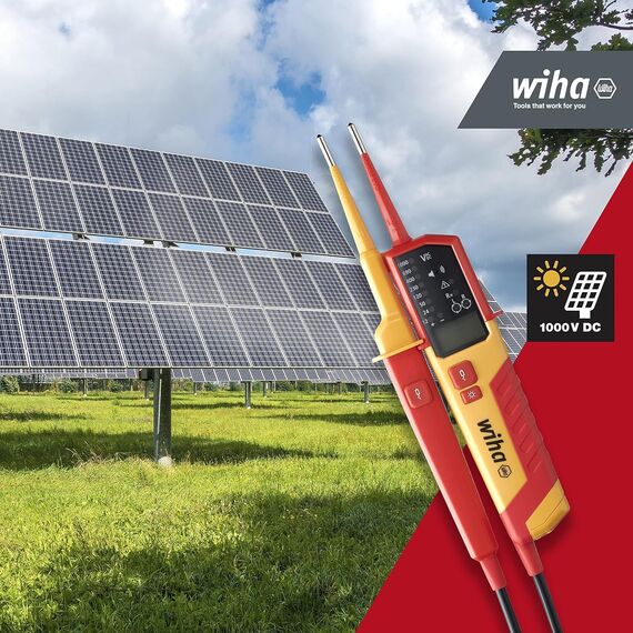 Wiha Spannungs- und Durchgangsprüfer 0,5 - 1.000 V AC, CAT IV inkl. 2x AAA-Batterien I Photovoltaik-tauglich I LED-Anzeige (45217)
