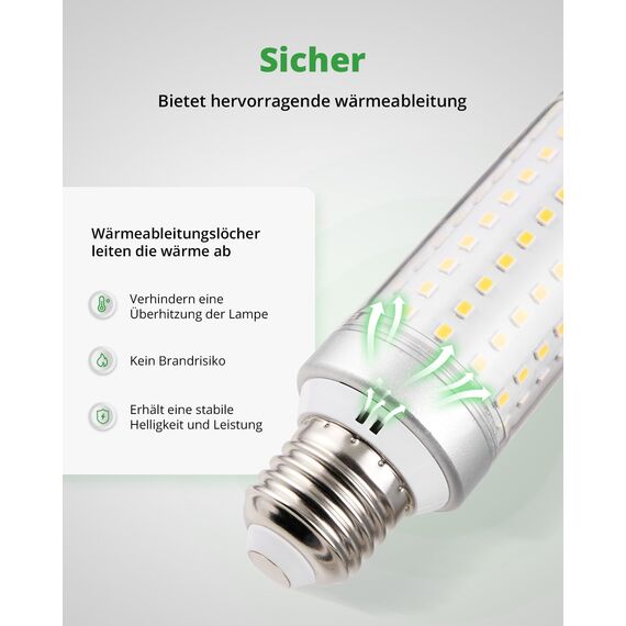 HOMEOW E27 LED Neutralweiß 4000K, Extra Hell 25W 2500LM Lampe, Ersetzt 200W Glühbirne, Maiskolben LED E27 Energiespar Leuchtmittel, Nicht Dimmbar, AC 220-240V, 4er Set