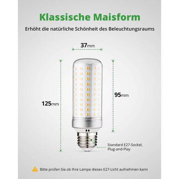 HOMEOW E27 LED Warmweiss 3000K, Extra Hell 25W 2500LM Glühbirne, Ersetzt 200W Lampe, Maiskolben LED E27 Energiespar Leuchtmittel, Nicht Dimmbar, AC 220-240V, 4er Set