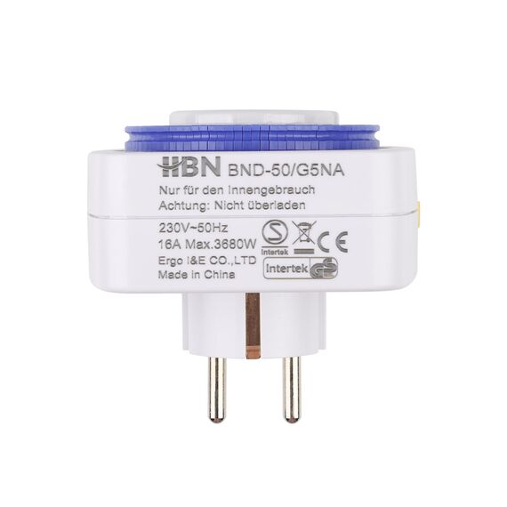 HBN 3X Mechanische Zeitschaltuhr mit 96 analoge Schaltsegmente(15 Min), Mini Timer Steckdose mit Kindersicherung, 24 Stunden, Dauern/Auto On&Off Funktion 16A/3.680W