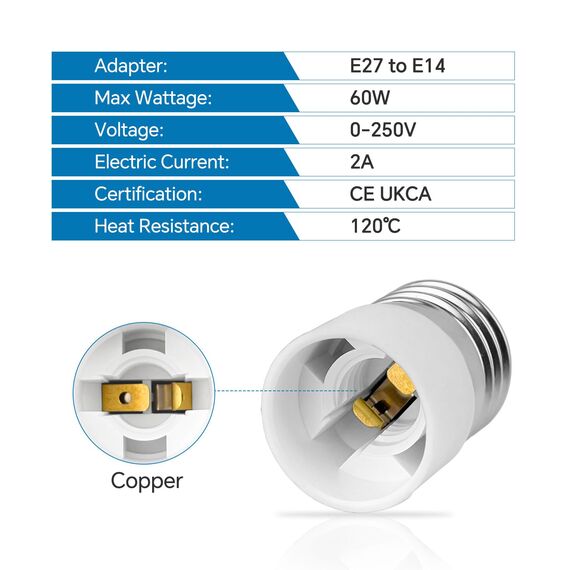 SCNNC Lampenfüße E27 auf E14 Sockel Konverter - E27 zu E14 Adapter für LED, Halogen & Energiesparlampen, Weiß, 6 Stück