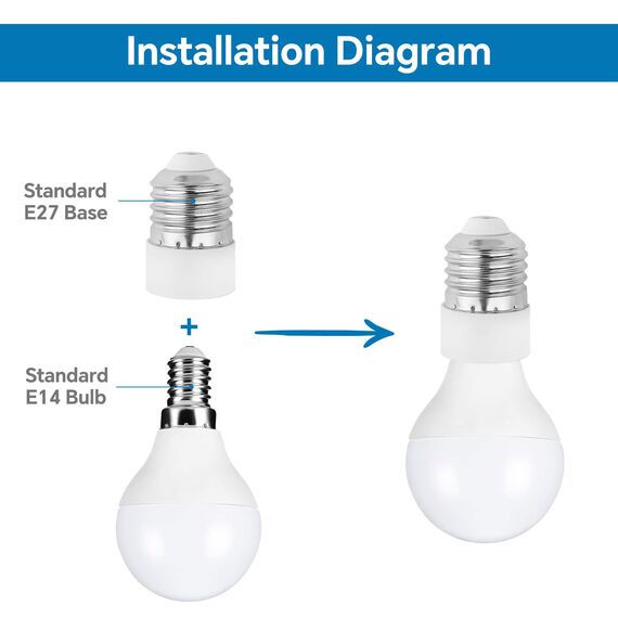 SCNNC Lampenfüße E27 auf E14 Sockel Konverter - E27 zu E14 Adapter für LED, Halogen & Energiesparlampen, Weiß, 6 Stück