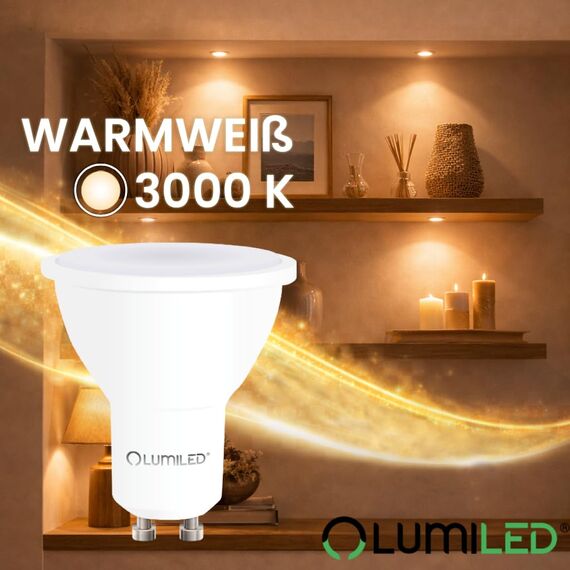 Lumiled LED GU10 PAR16 1,5W ersetzt 15W 150lm 3000K Warmweiß 120° Nicht Dimmbar 10er Pack Energiespar Leuchtmittel Reflektor Spot für Küche Wohnzimmer Büro Flur
